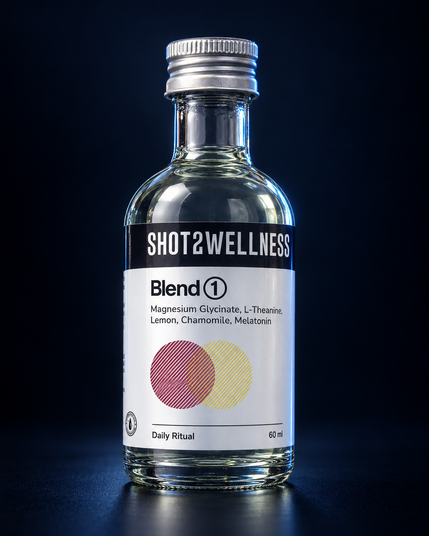 Shot2Wellness Blend 1 in a 60 ml glass bottle
